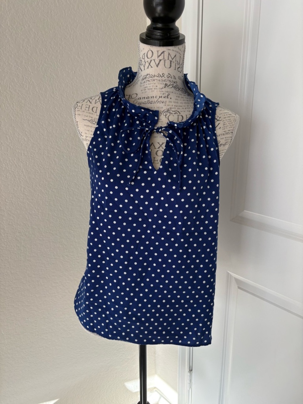 J crew Polka Dot Tie-Neck Halter Top - Navy